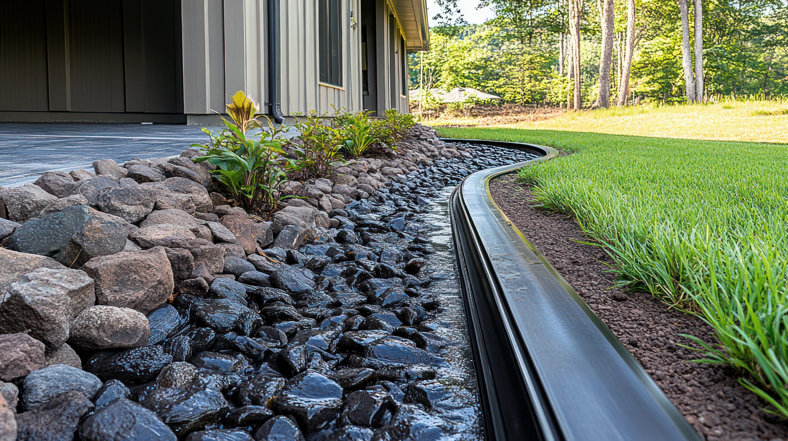 Stream Bed Rocks Using River Rock and Sand to Build a Natural Backyard Stream Bed ...
